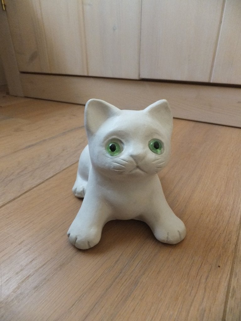 gratis verzenden vintage beeldje gips glazen oogjes kat poes, Verzenden, Zo goed als nieuw, Dier