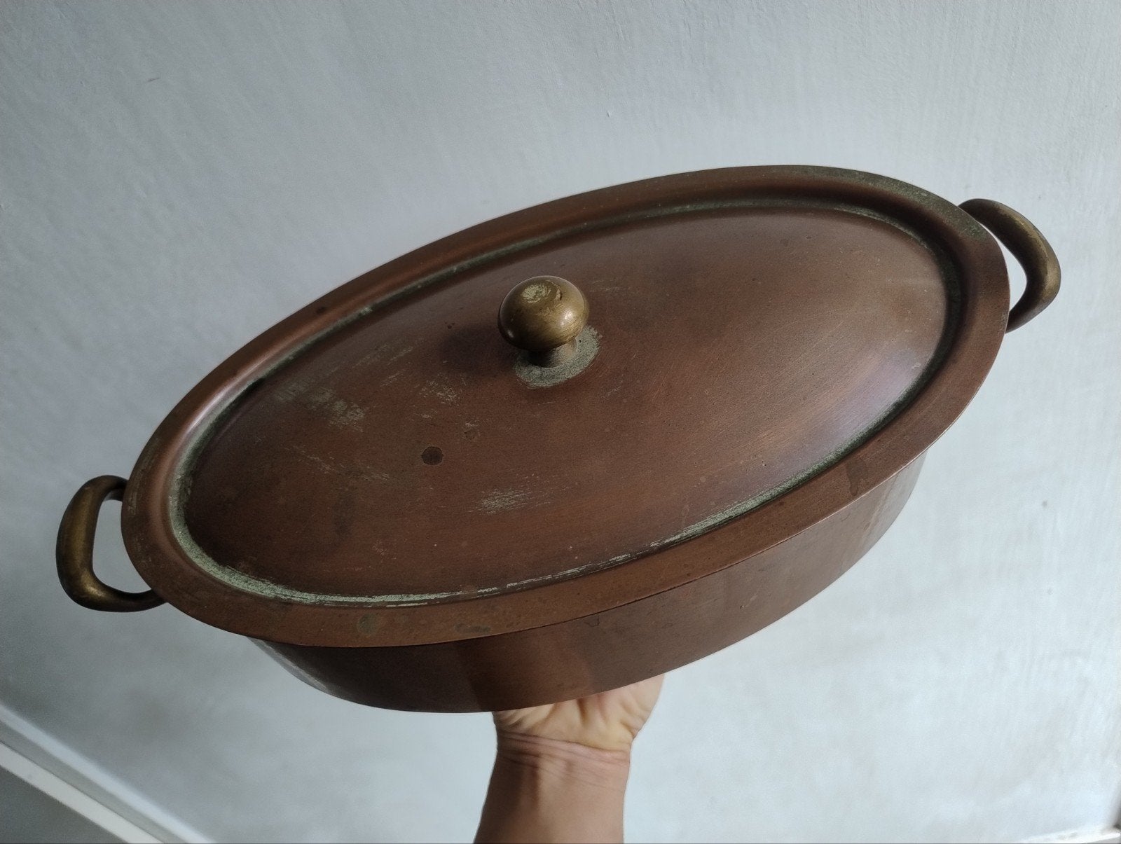 Antieke koperen pan met deksel, Antiek en Kunst, Antiek | Koper en Brons, Ophalen of Verzenden, Koper
