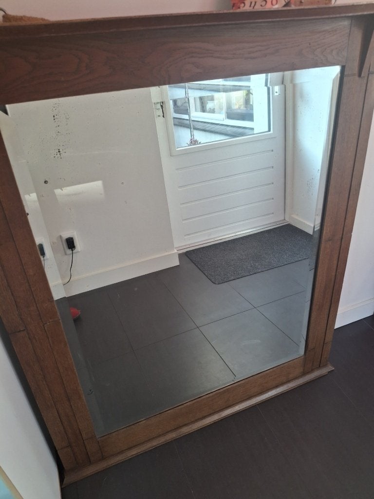 Eiken Spiegel Jaren 30/40, Gebruikt, 100 tot 150 cm, Ophalen of Verzenden, 75 tot 100 cm