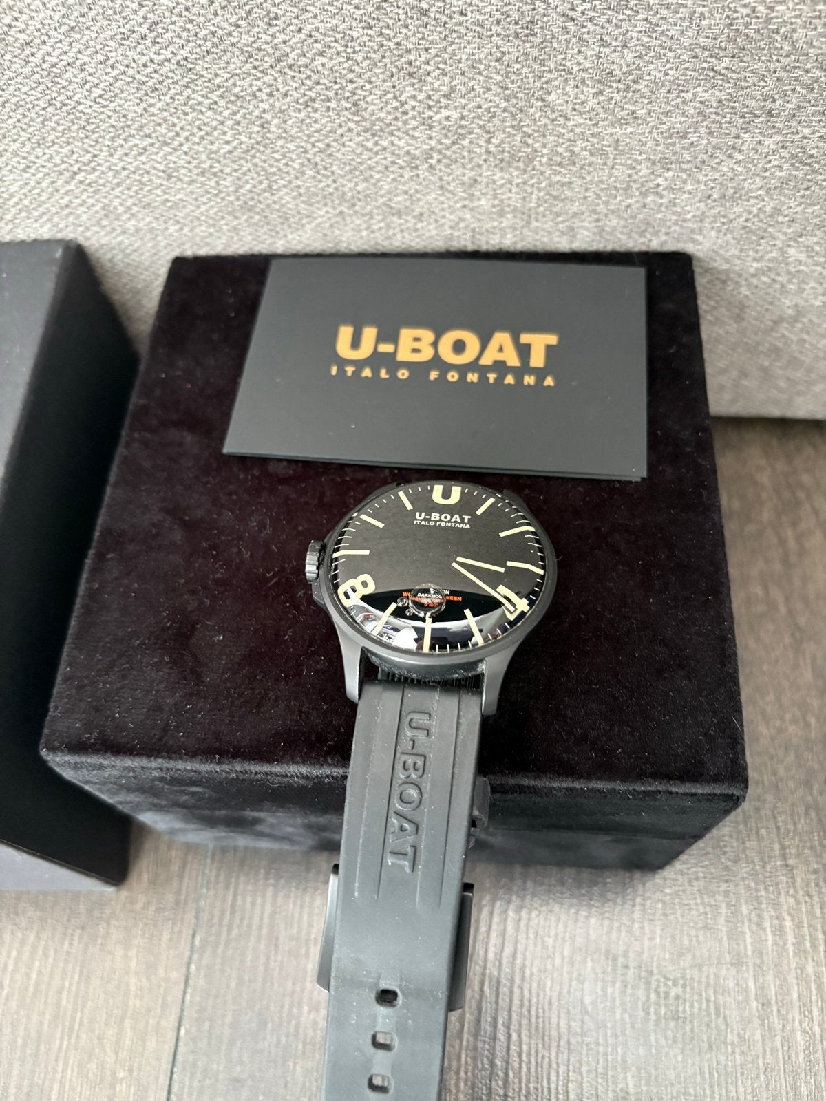 U-Boat Darkmoon 44mm Zwart Horloge - Sublieme Staat, Overige merken, Staal, Polshorloge, Kunststof