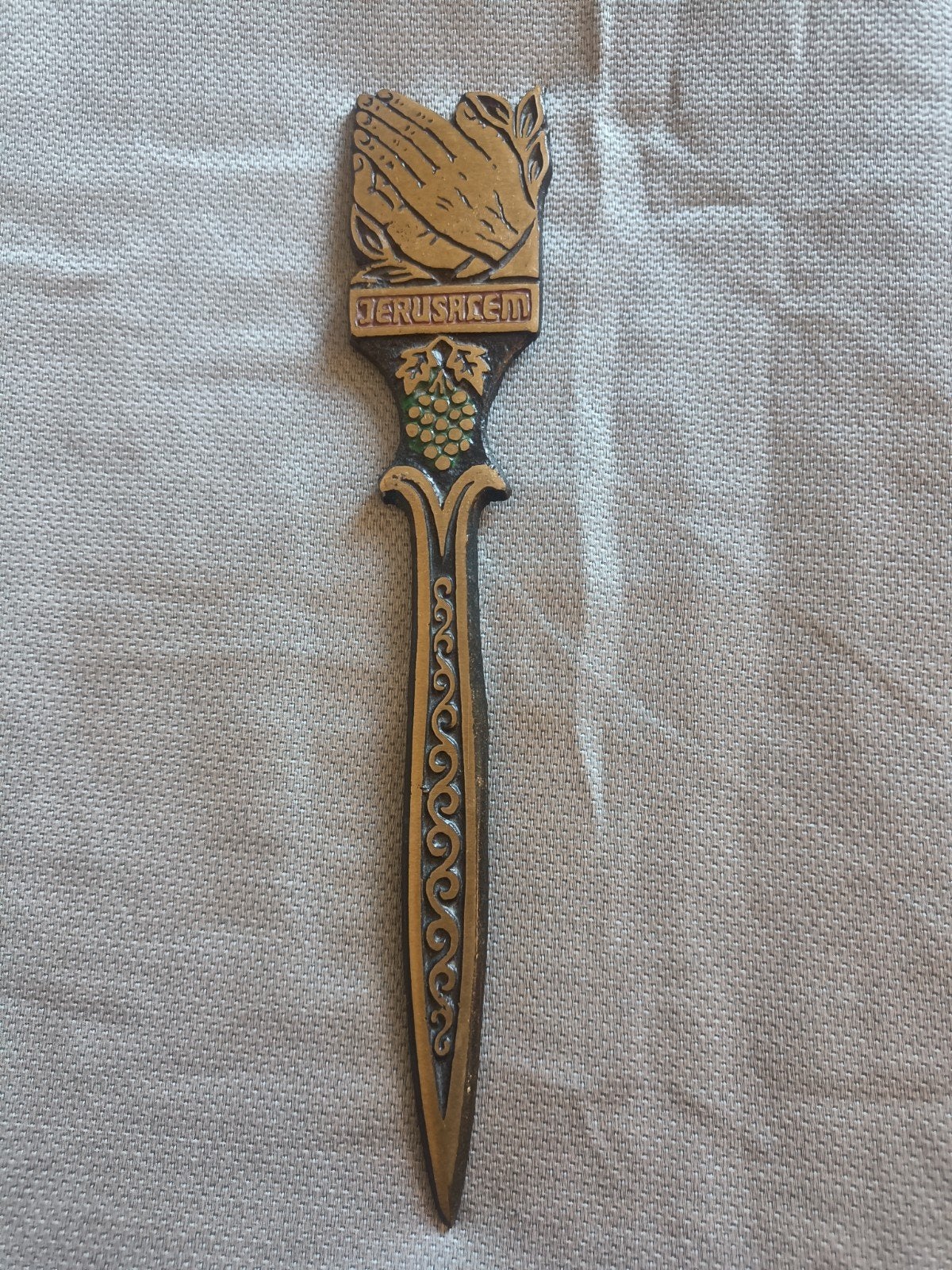 Vintage Jeruzalem briefopener met biddende handen, Ophalen of Verzenden