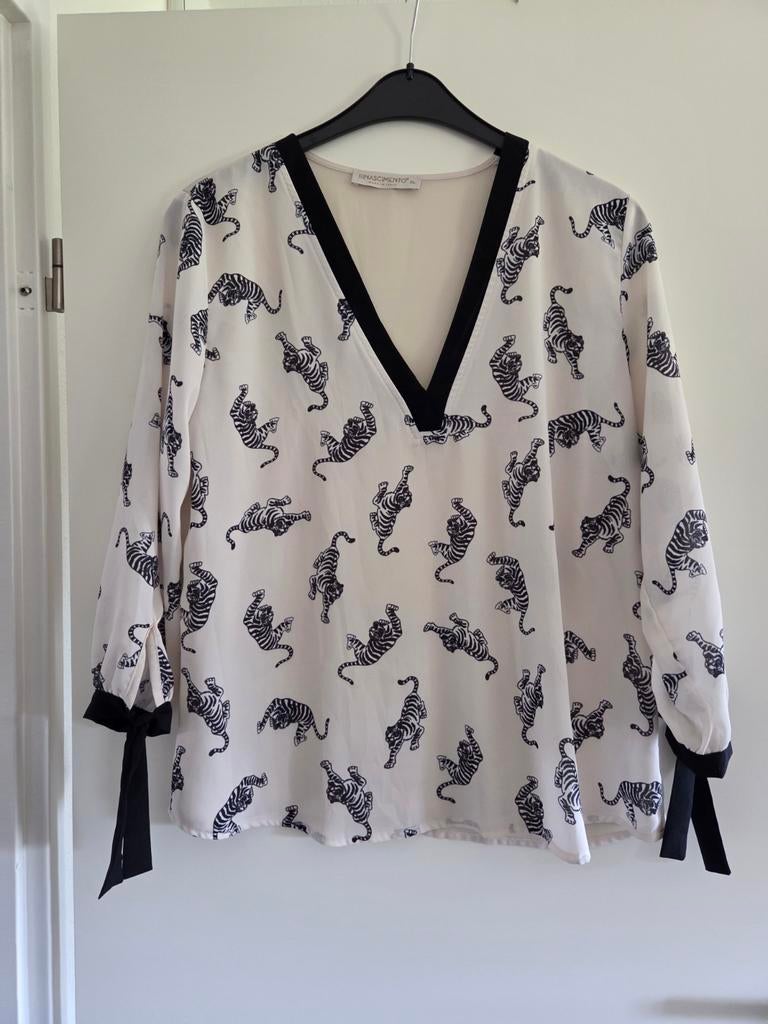 Rinascimento blouse met dierenprint en strikdetails, Wit, Ophalen of Verzenden, Gedragen, Maat 46/48 (XL) of groter