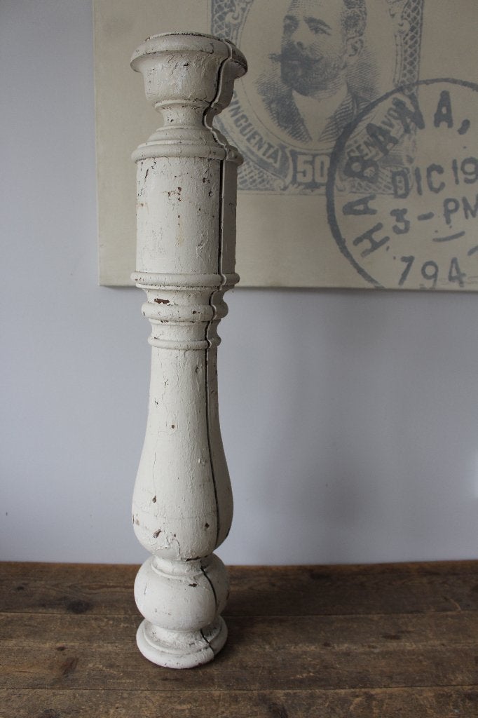 Oude sleetse brocante houten pilaar *Pronck & Praal*, Ophalen of Verzenden
