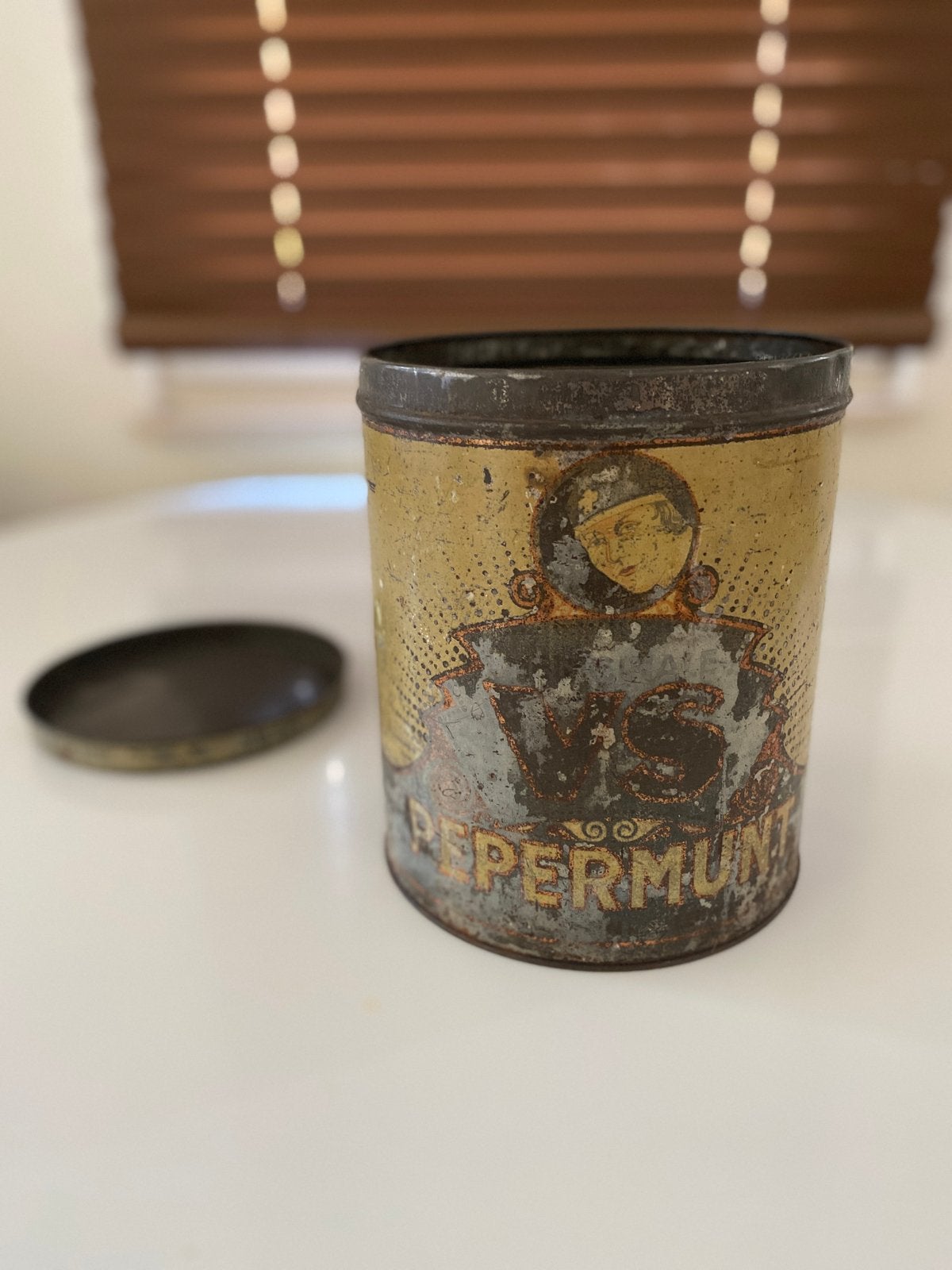 Antiek blik 'VS Pepermunt' - Vintage verzamelobject, Ophalen of Verzenden
