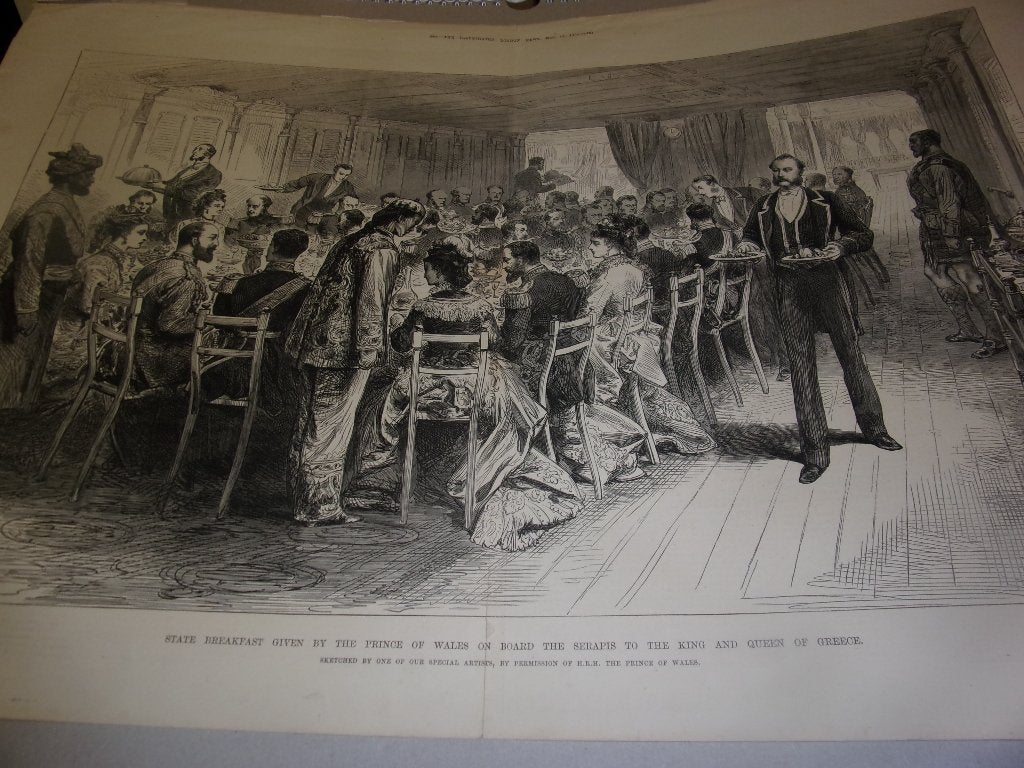 State Breakfast by Prince of Wales to King & Queen of Greece, Antiek en Kunst, Ophalen of Verzenden, 56 cm, 1800 - 1899, 40 cm