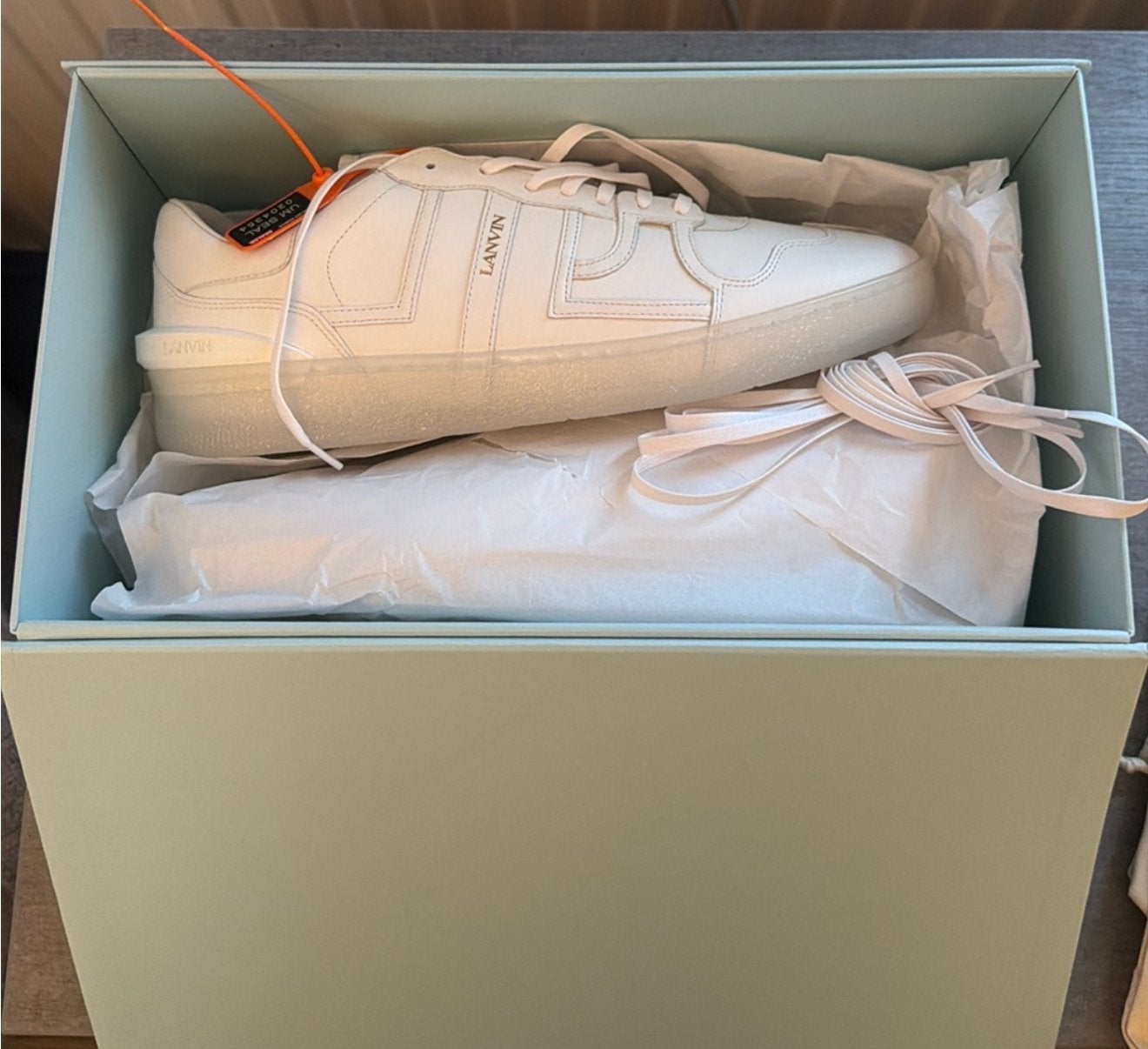 Gloednieuwe Lanvin Paris Unisex Clay Low Top Maat 46, Wit, Nieuw, Ophalen of Verzenden, Sneakers of Gympen