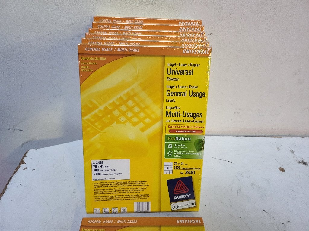 Avery Zweckform 3481 universele etiketten A4 70 x 41 mm wit, Diversen, Ophalen of Verzenden, Nieuw
