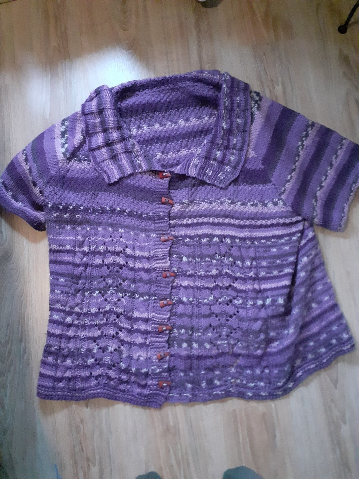 zgan handgemaakt vest met korte mouwen maat 52/54, Kleding | Dames, Ophalen of Verzenden, Zo goed als nieuw, Handgemaakt, Paars