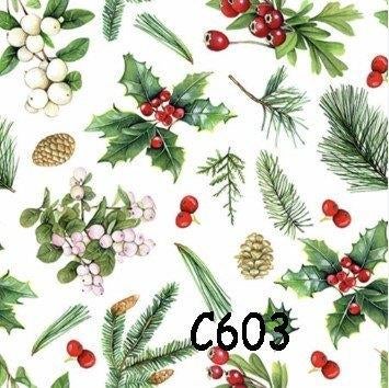 Servetten decoupage/bullet journal * hulst en bessen C603, Verzenden, Nieuw