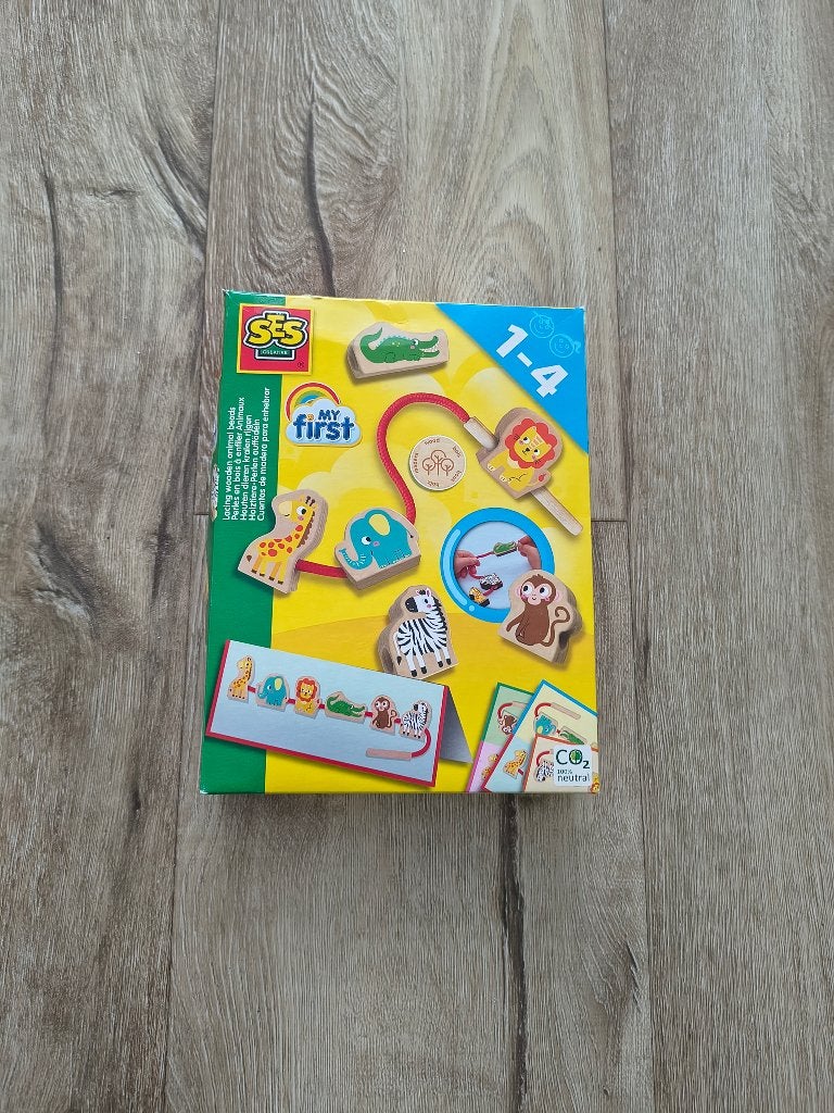 SES knutselset - Houten dieren kralen rijgen. SES My First., Onb, Ophalen of Verzenden, Onb, Knutselwerk
