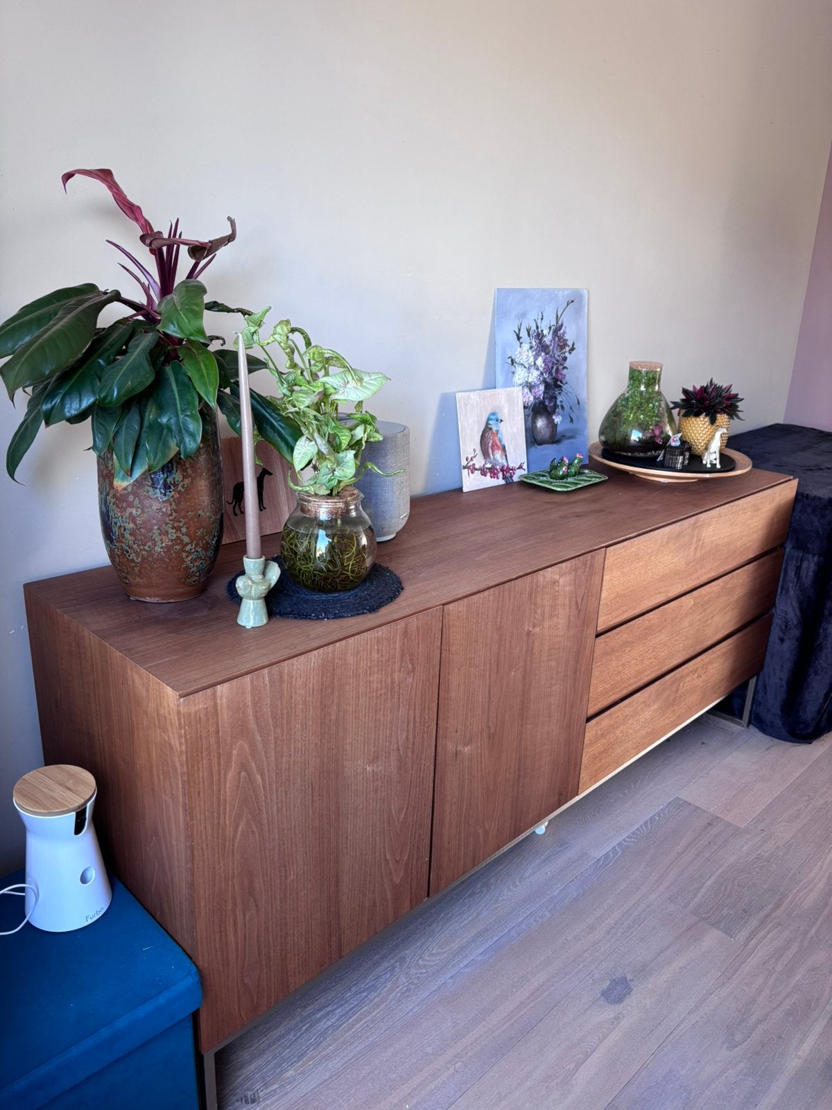 Kersen houtfineer dressoir - greeploos, Gebruikt, 150 tot 200 cm, Ophalen of Verzenden, Kersenhout