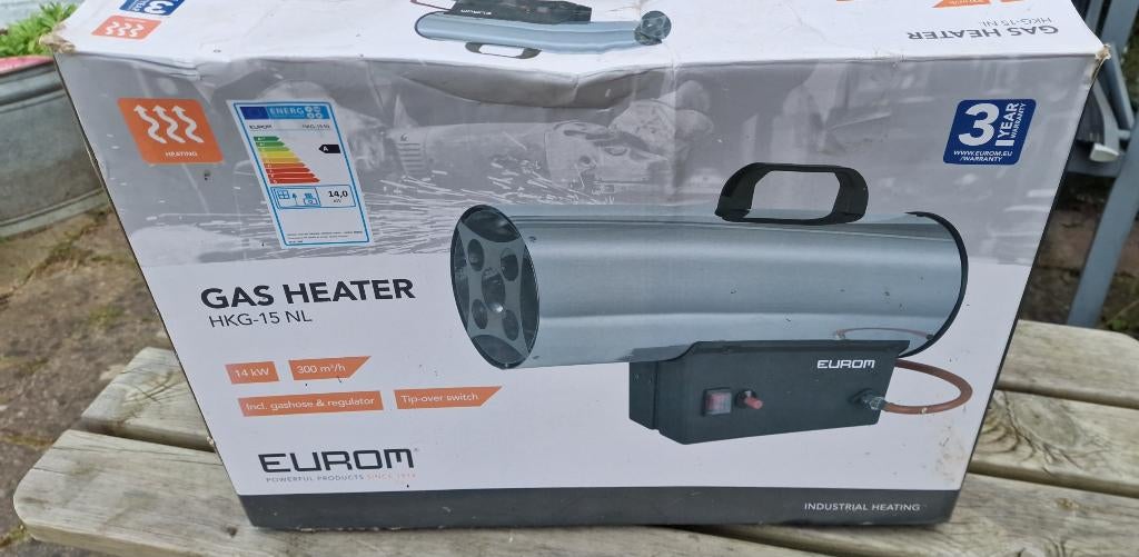 Heteluchtkanon Eurom HKG-15 DE + gasfles, Ophalen of Verzenden, Nieuw, Gas, Vloer