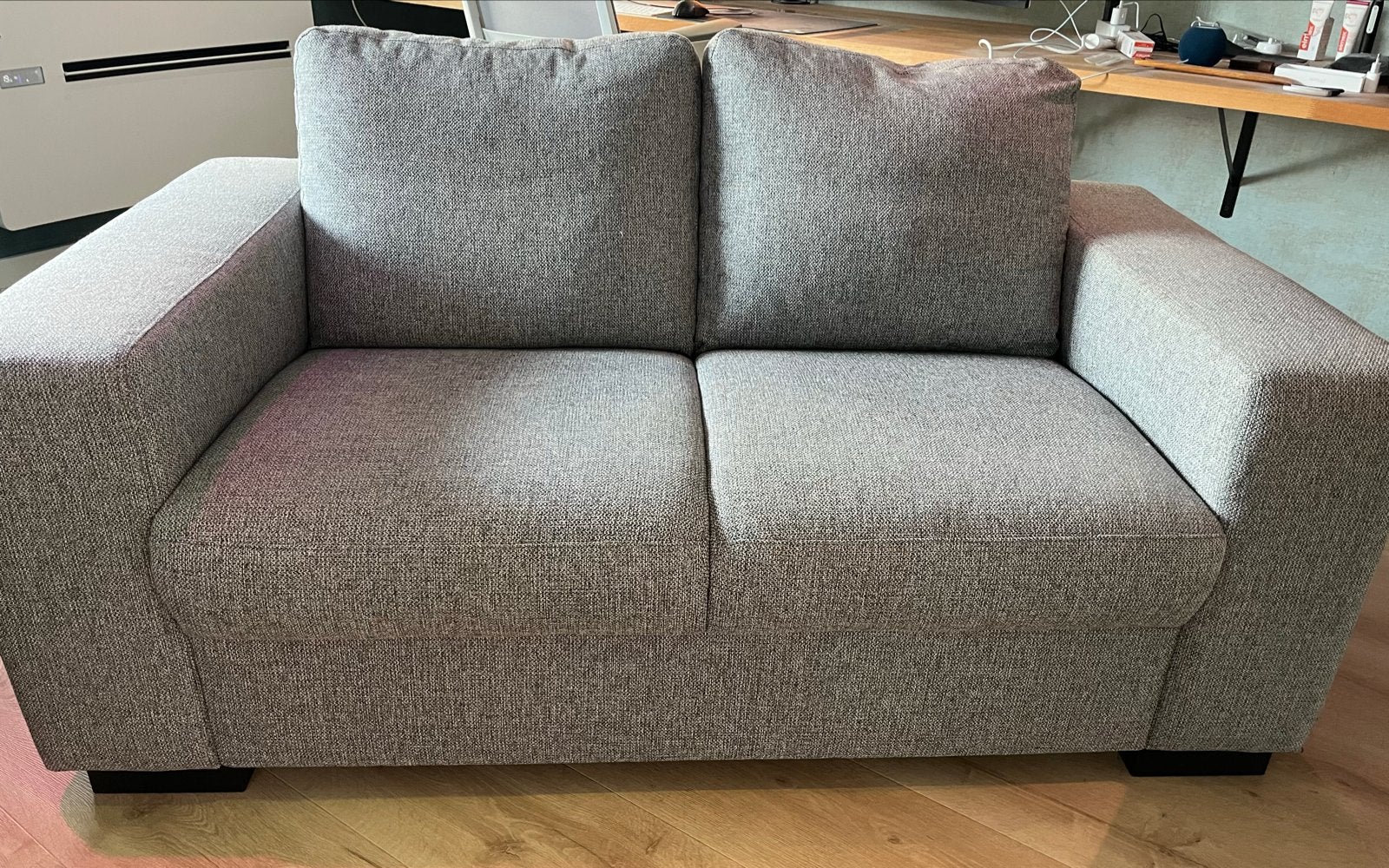 Bank Dublin 2-zits (Haco) - Grijs Stof, Ophalen, 150 tot 200 cm, Tweepersoons, 75 tot 100 cm