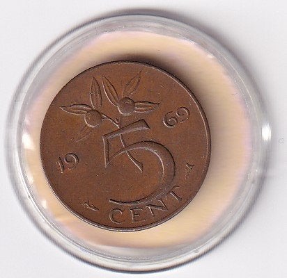 5 Cent 1969 Vis  Zeer Fraai   Mooi, Postzegels en Munten, Verzenden, Koningin Juliana, 5 cent, Losse munt