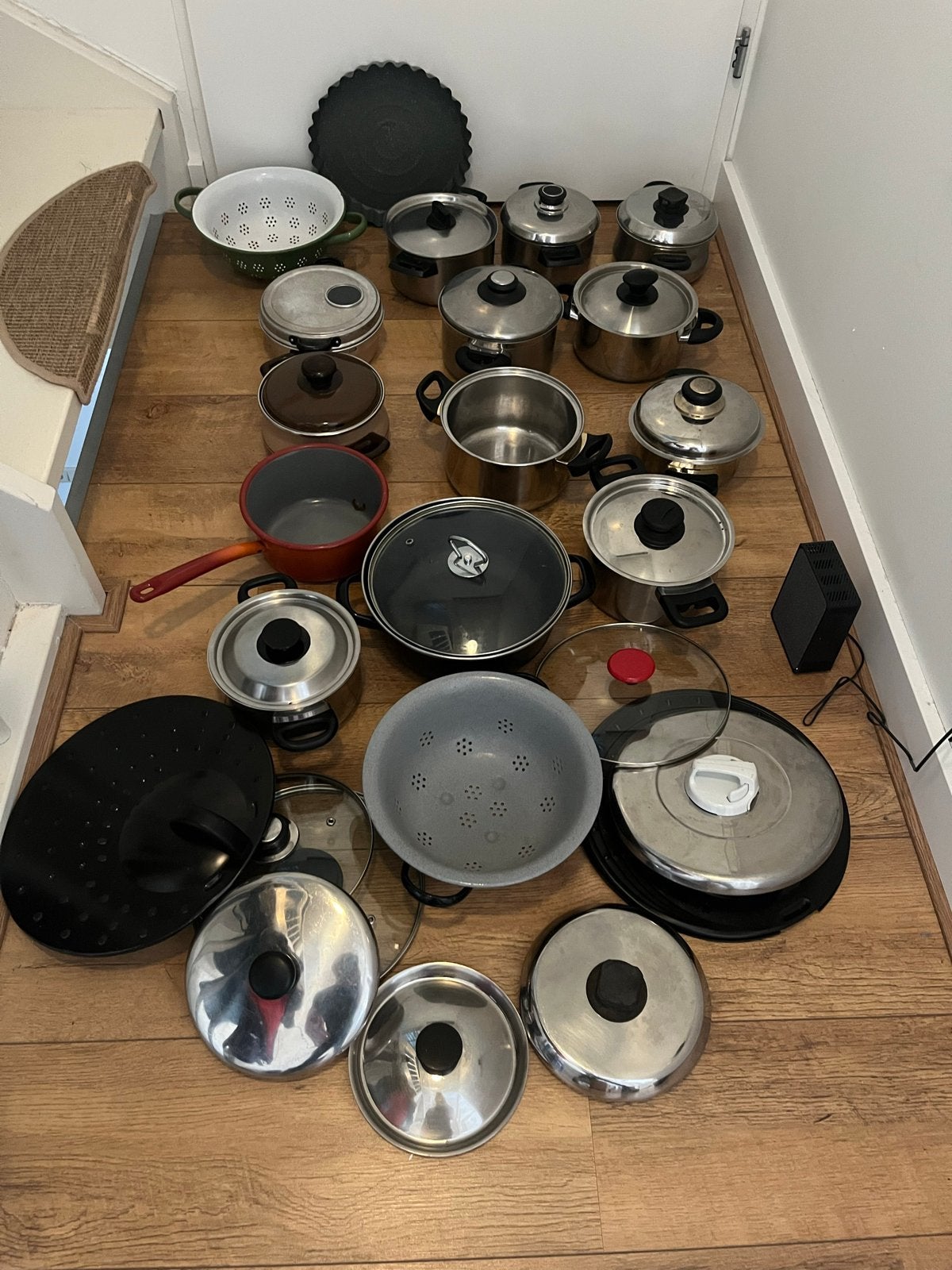 Grote collectie pannen en keukengerei, Huis en Inrichting, Gebruikt, Antiaanbaklaag, Pannenset, Ophalen of Verzenden