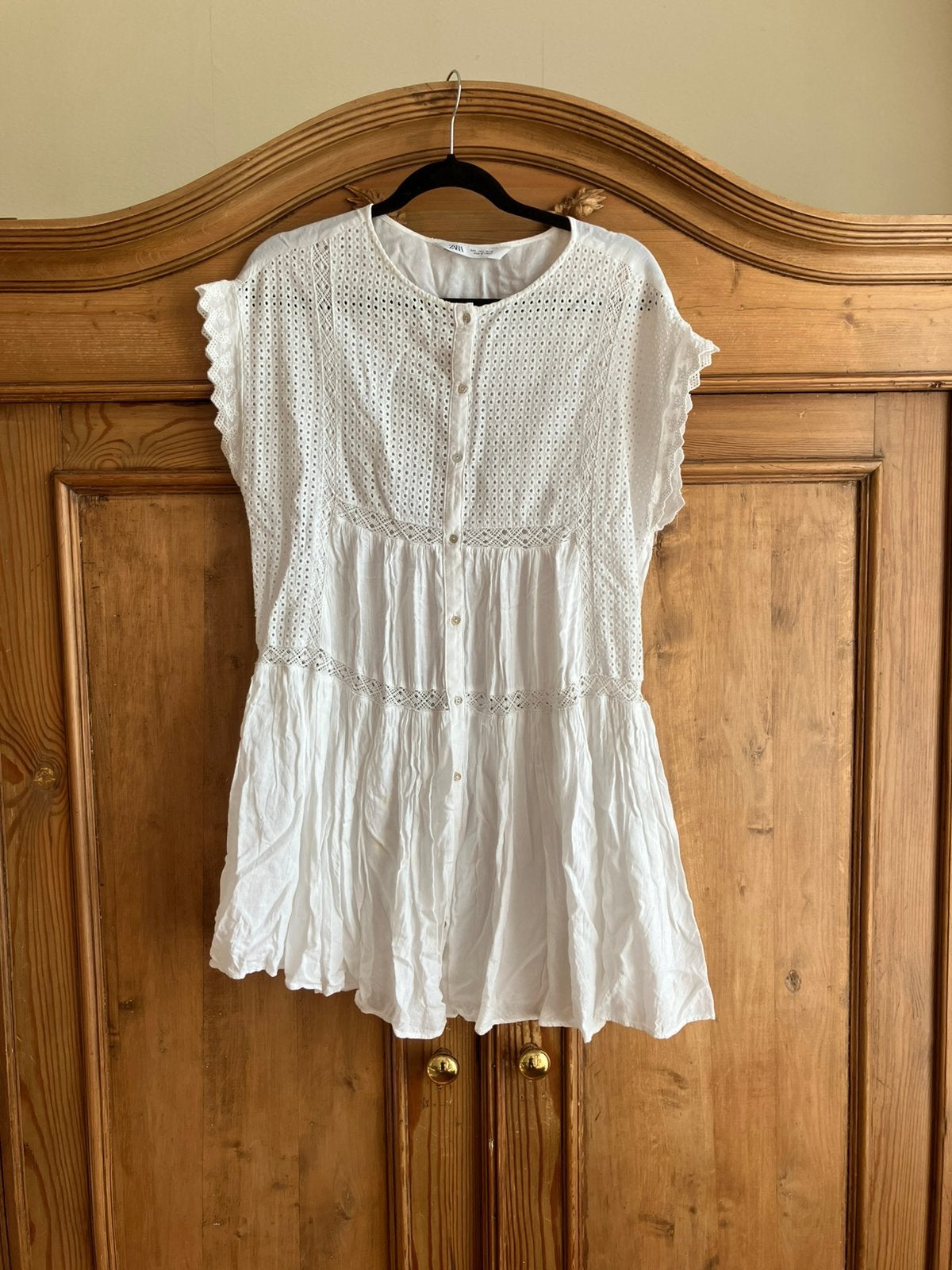 Wit blouse kant maat L, Wit, Maat 42/44 (L), Ophalen of Verzenden, Zonder mouw