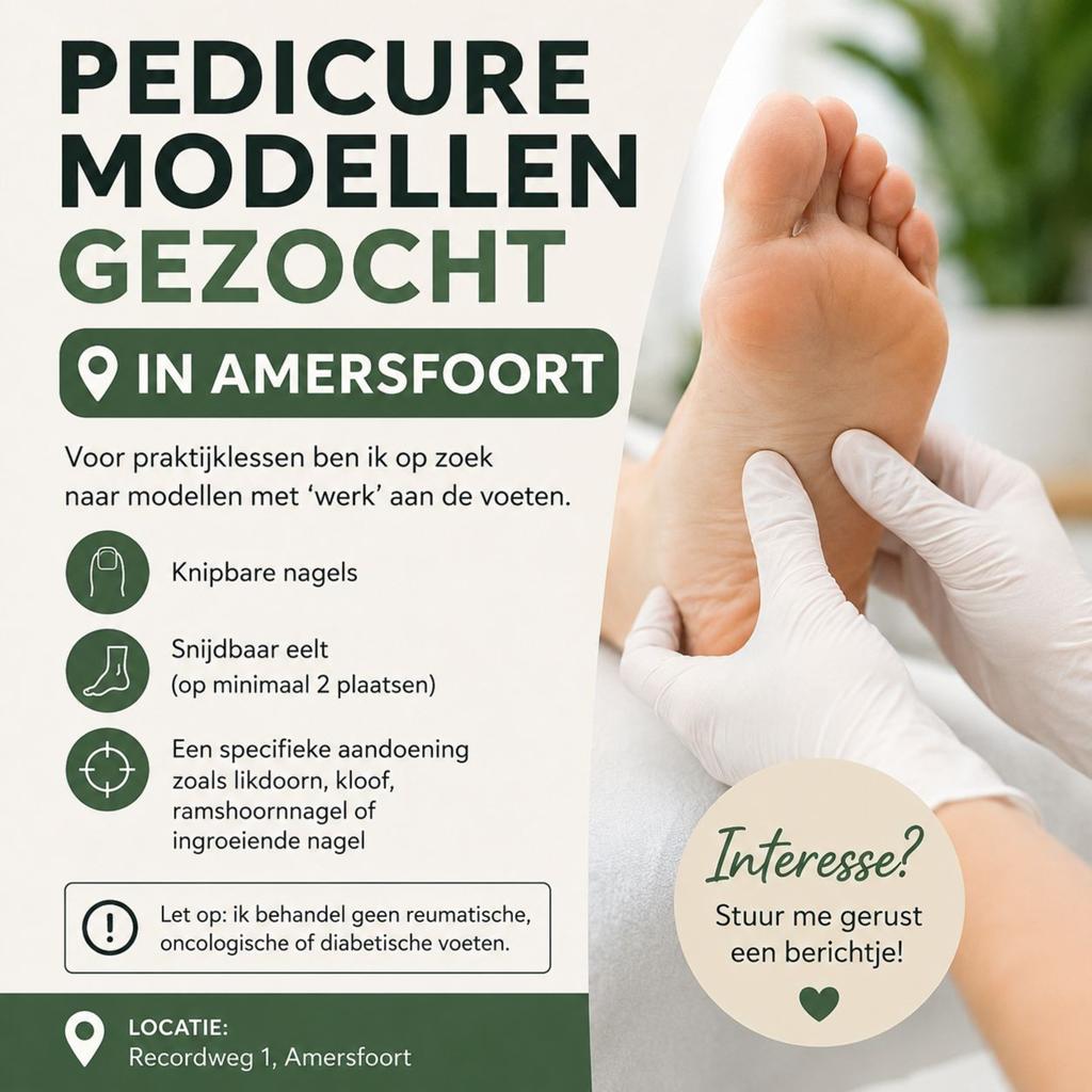 Pedicure modellen gezocht