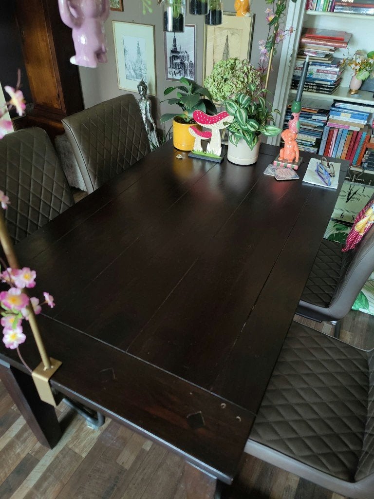 Eettafel donkerbruin 140x80 cm, Huis en Inrichting, Ophalen, Gebruikt, 100 tot 150 cm, 50 tot 100 cm