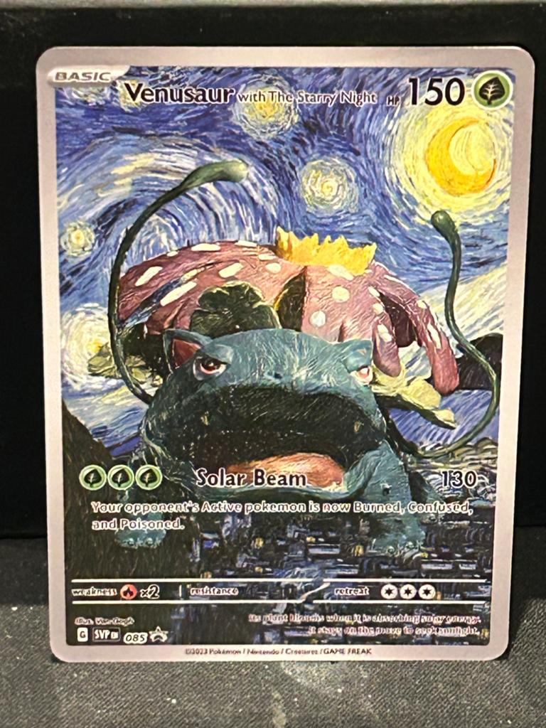 Venusaur met De Sterrennacht Pokémon Kaart, Ophalen of Verzenden, Zo goed als nieuw, Losse kaart, Foil