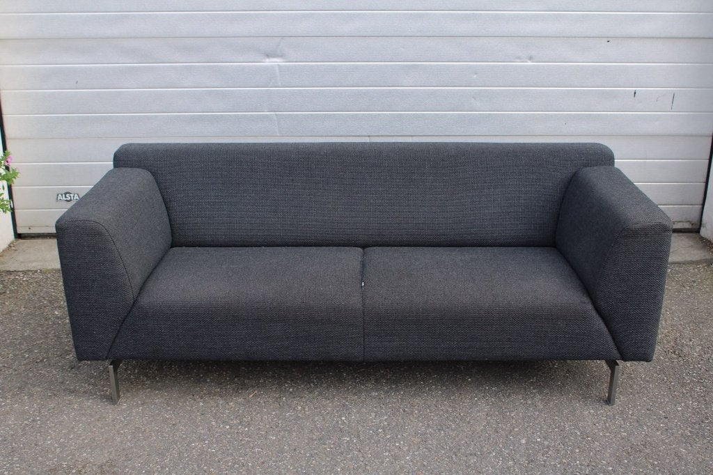 Zwarte stoffen Rolf Benz Linea bank - Zo goed als nieuw, Tijdloos design, Gebruikt, 150 tot 200 cm, Driepersoons