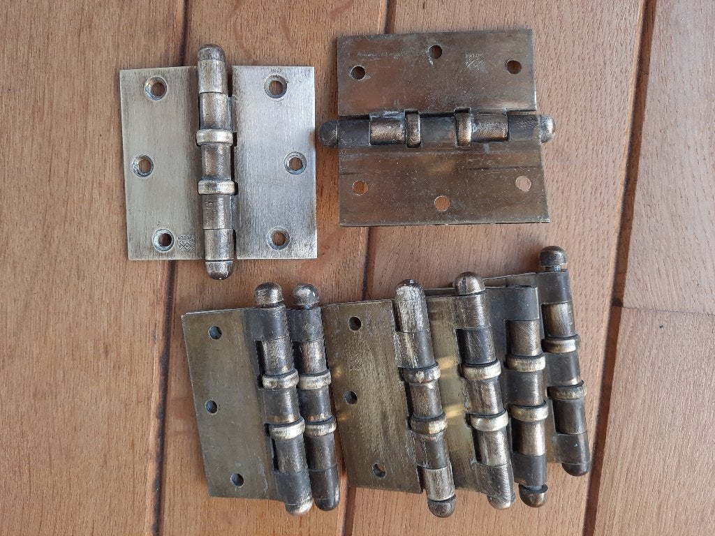 Kogellager scharnier met messing bolkop - 8 stuks -, Ophalen of Verzenden, Koper of Messing, Scharnier