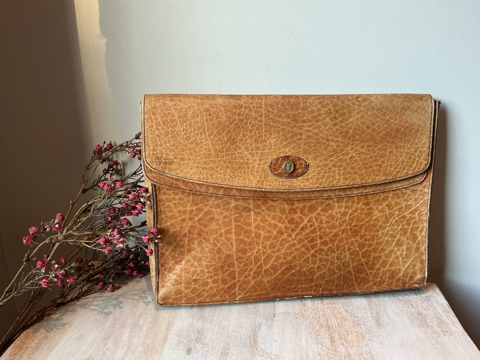 Vintage leren aktetas van Goldpfeil, Ophalen of Verzenden, Zo goed als nieuw, Bruin, Leer