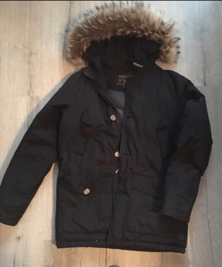 Woolrich jas maat 14 met afneembare bontkraag, Ophalen of Verzenden, Gedragen, Zwart