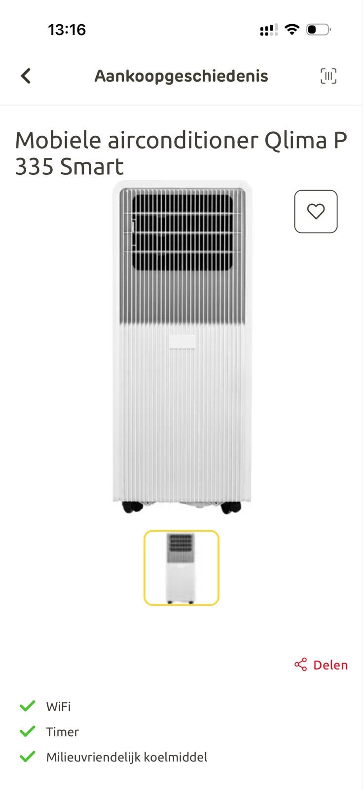 Qlima P 335 Smart Mobiele Airconditioner - Zo goed als nieuw, Witgoed en Apparatuur, Ophalen, 3 snelheden of meer, Zo goed als nieuw