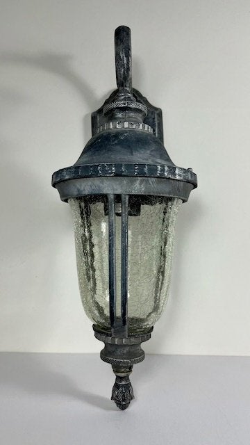 Metalen buitenlamp met craquelé glas, Tuin en Terras, Wandlamp, Ophalen of Verzenden, 50 tot 250 watt, IJzer