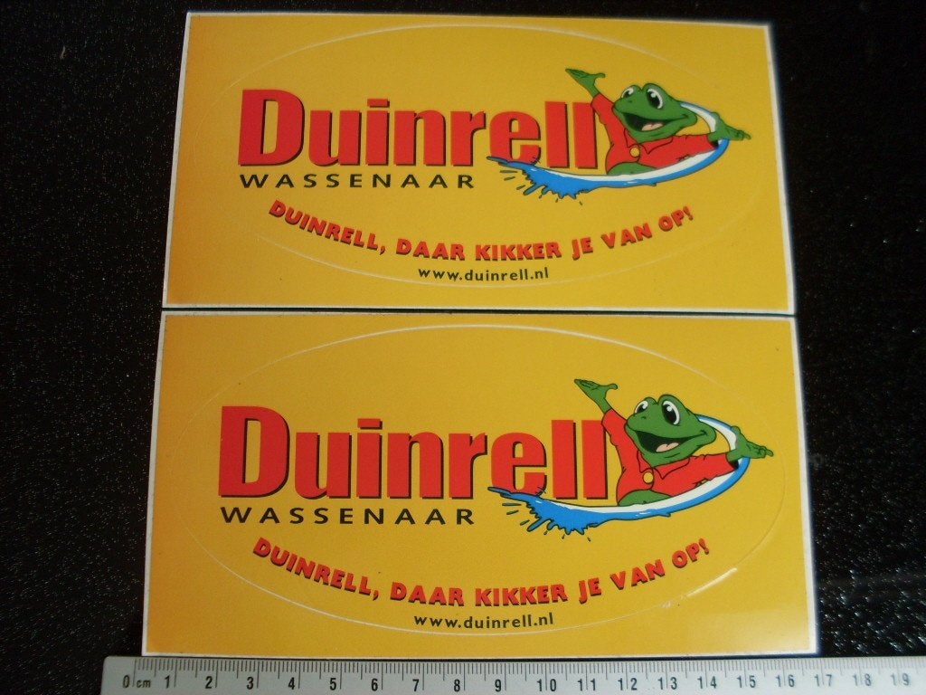 2x sticker Duinrell wassenaar daar kikker je van op! logo, Verzenden, Zo goed als nieuw, Bedrijf of Vereniging