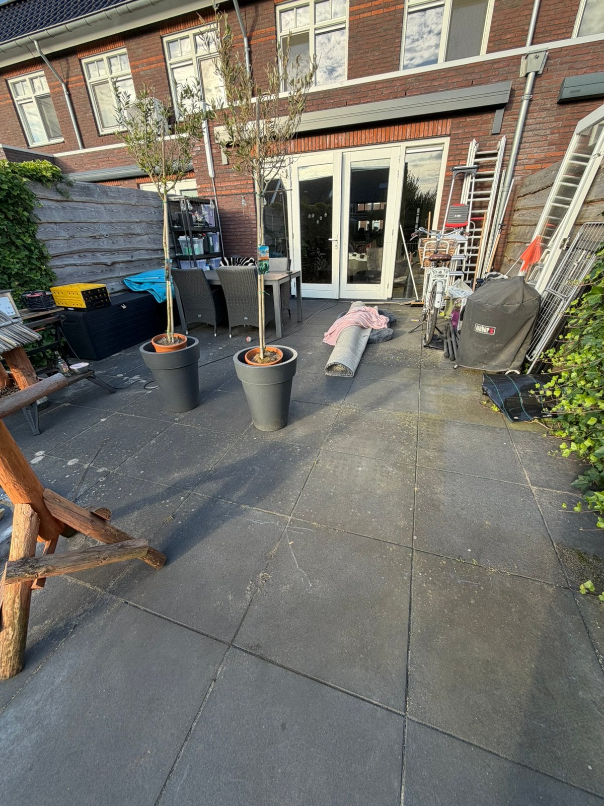 60x60 antracietgrijze betontegels, Tuin en Terras, Tegels en Klinkers, Ophalen, Gebruikt, Beton, Terrastegels