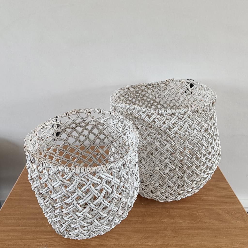 Riverdale Manden Bohème 2st | Wit | 46cm & 34cm, Mand, Rond, Nieuw, Ophalen of Verzenden