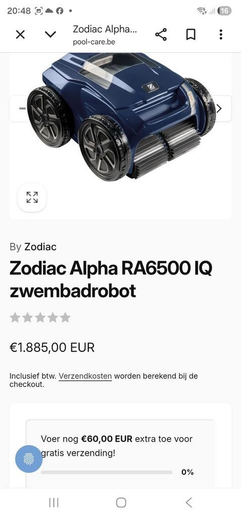 Zwembadrobot zodiac  alpha ra6500IQ, Ophalen