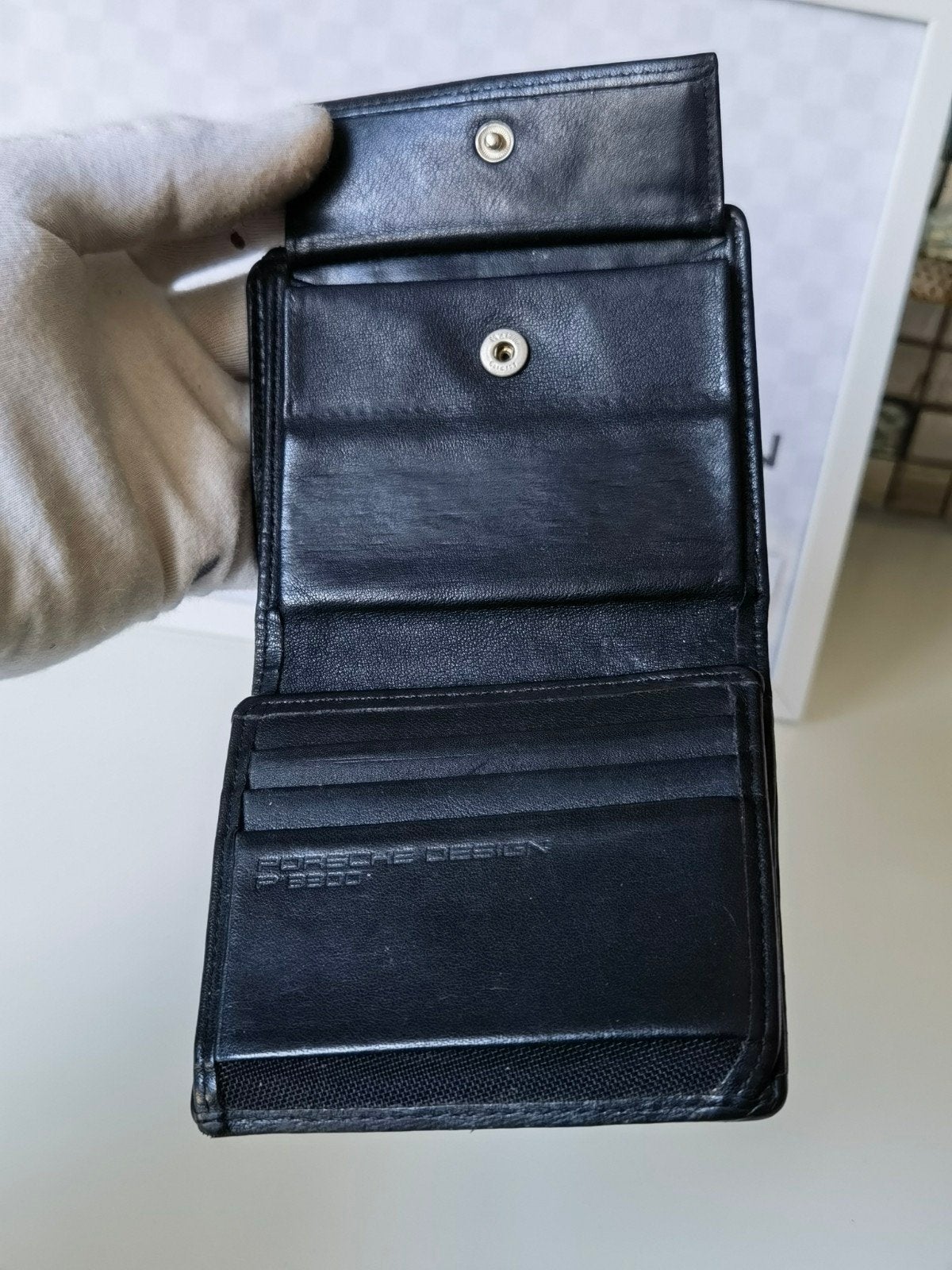 origineel porsche design portemonnee van echt leder, Ophalen of Verzenden, Gebruikt, Zwart, Leer