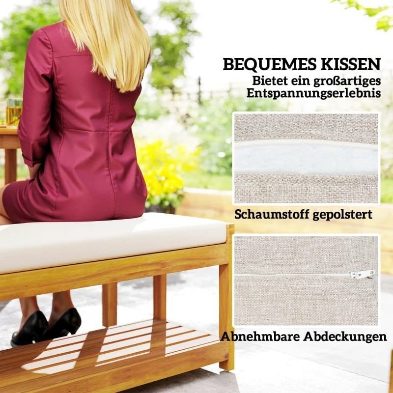 Acaciahouten tuinset Tuintafel met Banken en Kussens, Ophalen of Verzenden, Nieuw, Rechthoekig, Hout