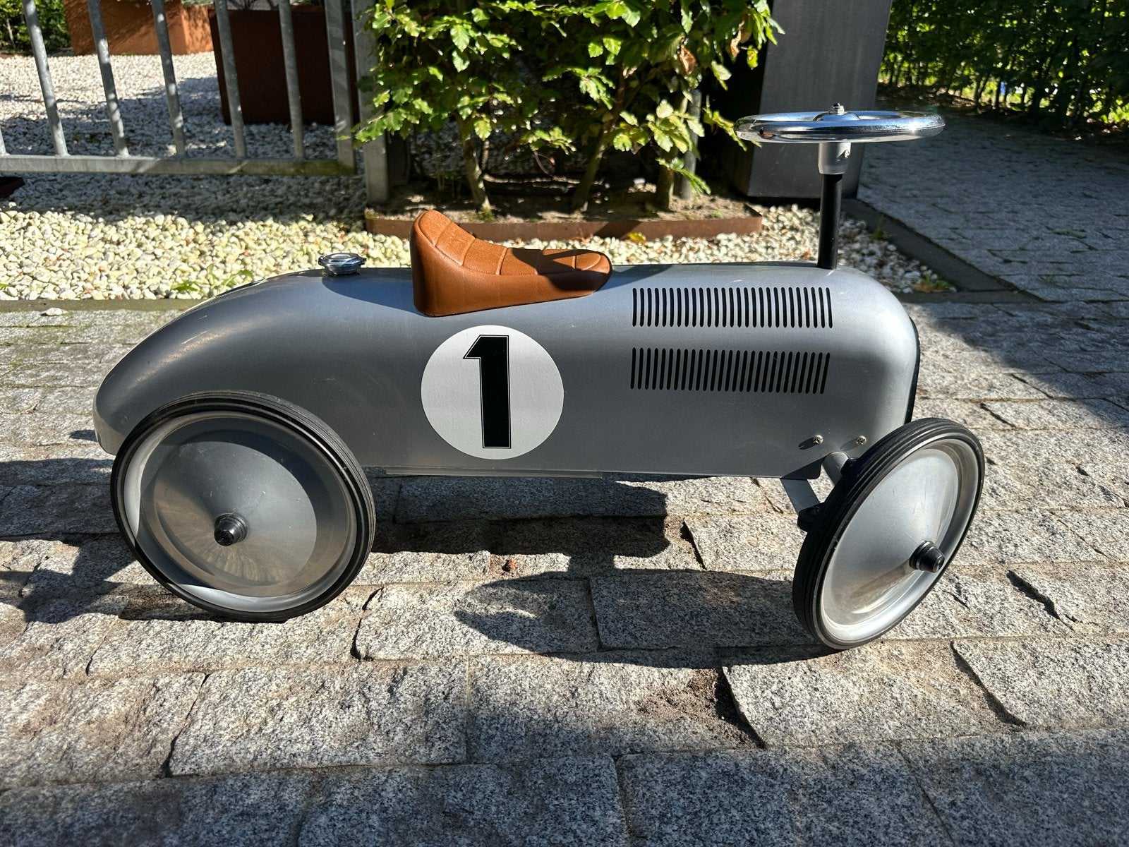Loopauto Zilver - Klassieke Raceauto voor kinderen, Ophalen of Verzenden, Gebruikt