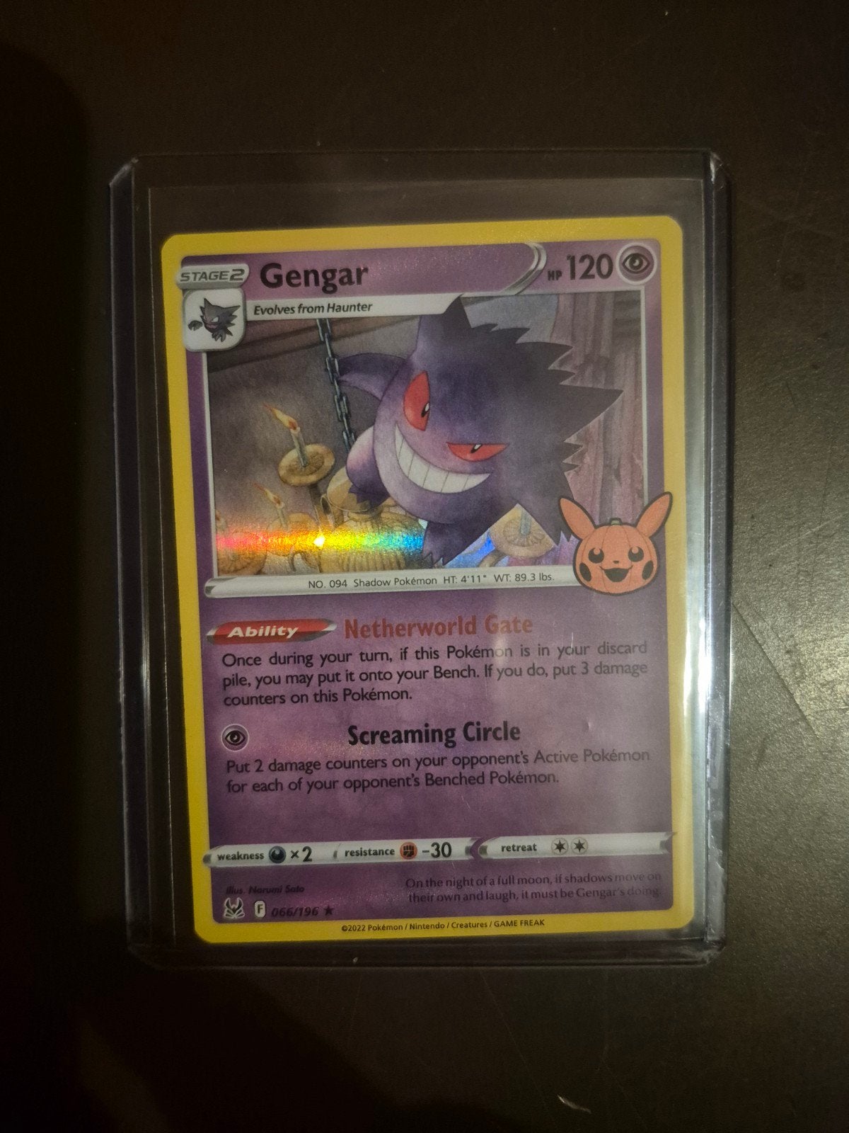 Gengar 066/196 Halloween Pokemon Kaart, Ophalen, Zo goed als nieuw, Losse kaart, Foil