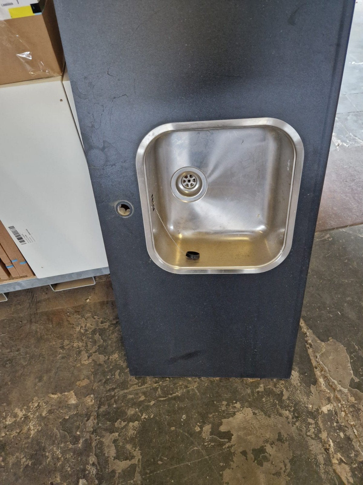 Compacte spoelbak met donkergrijs blad, Huis en Inrichting, Keuken | Complete keukens, Ophalen, Gebruikt, Overige typen, Kunststof