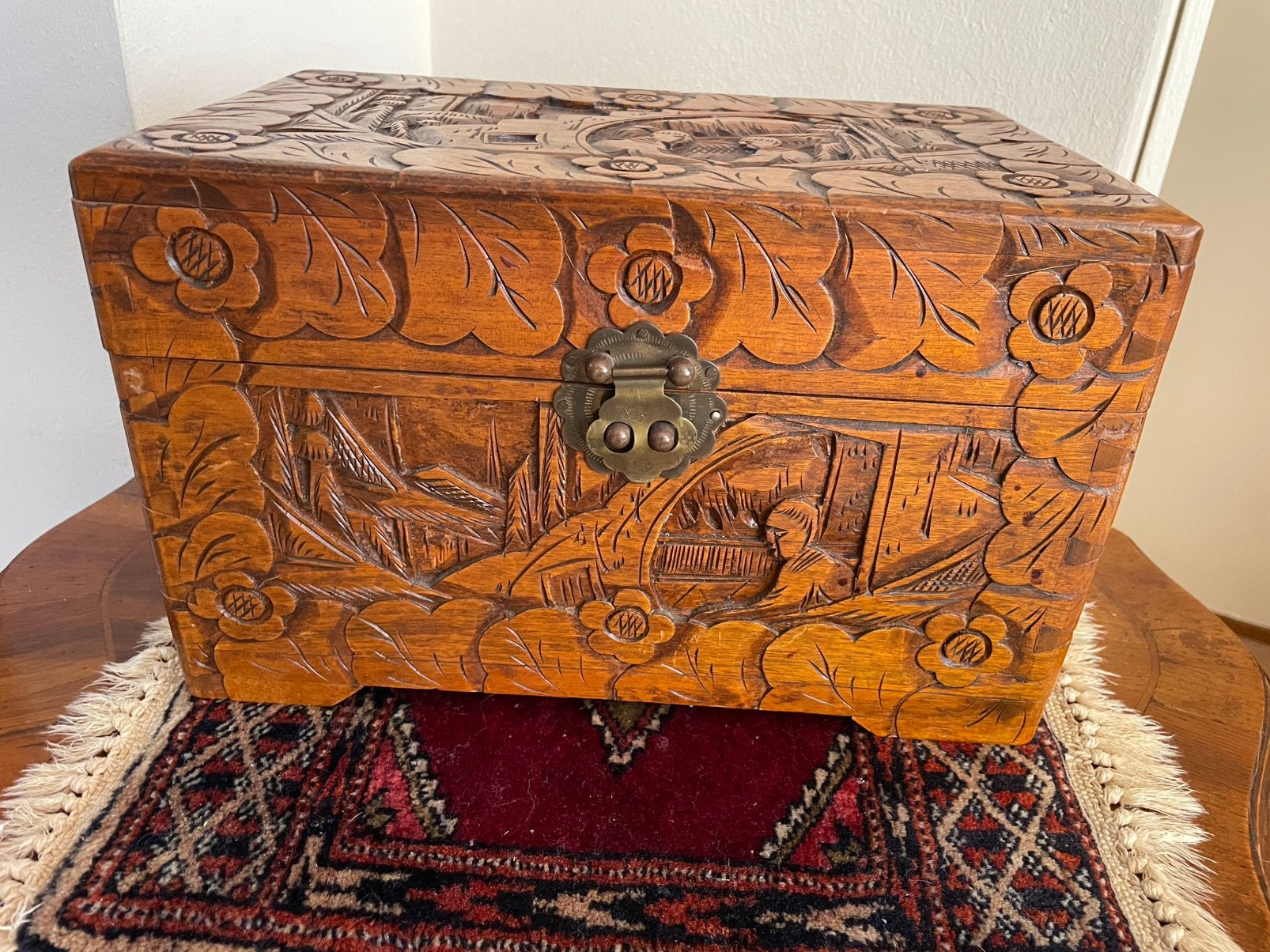 Antiek/vintage kistje, kamfefhout, kamferkistje Chinees, Ophalen, Gebruikt, Minder dan 50 cm