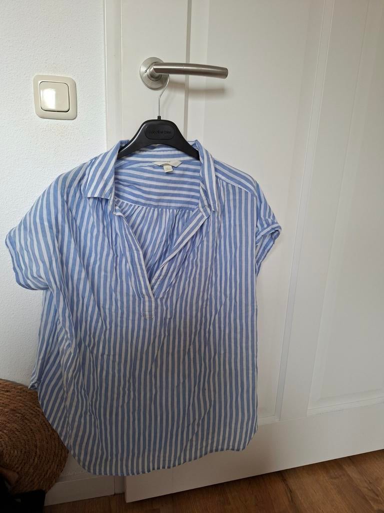 H&M gestreepte blouse maat L, H&M, Maat 42/44 (L), Zo goed als nieuw, Korte mouw