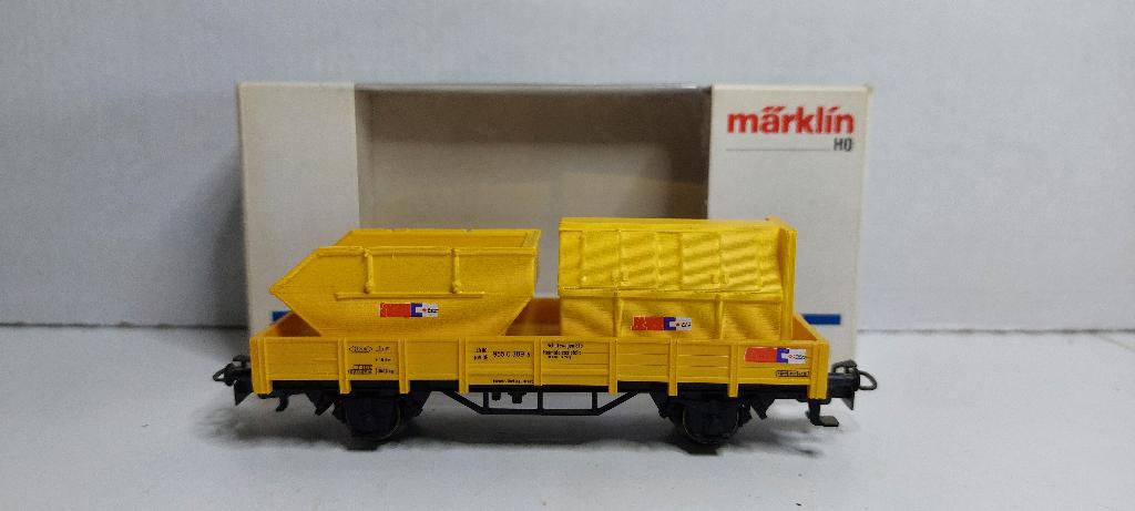 Strukton Lagebakwagon met Puin en Afsluitbare Container (05), Hobby en Vrije tijd, Modeltreinen | H0, Wisselstroom, Ophalen of Verzenden