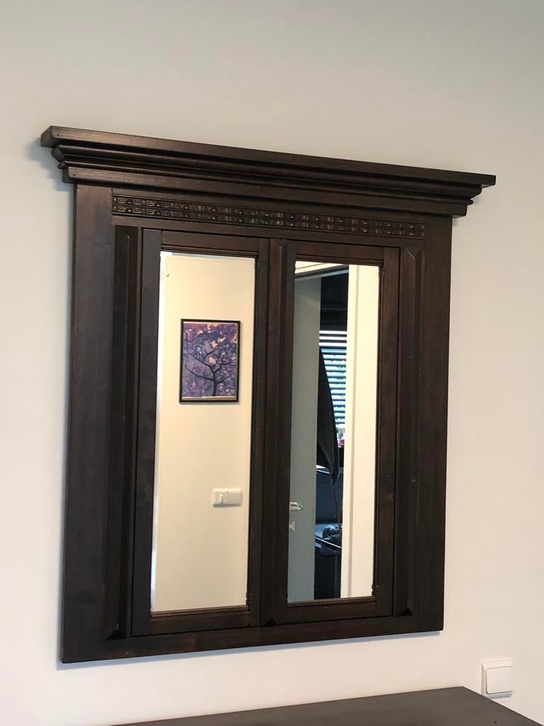 Teak Mooie houten spiegel, Huis en Inrichting, Woonaccessoires | Spiegels, Ophalen, 100 tot 150 cm, Zo goed als nieuw, 75 tot 100 cm