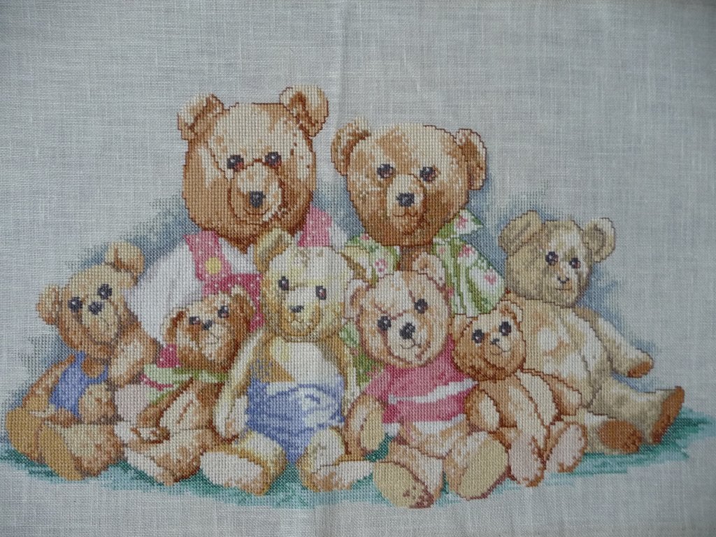 Borduurwerk "Berenfamilie", Ophalen of Verzenden, Gebruikt, Handborduren, Onderdeel of Toebehoren