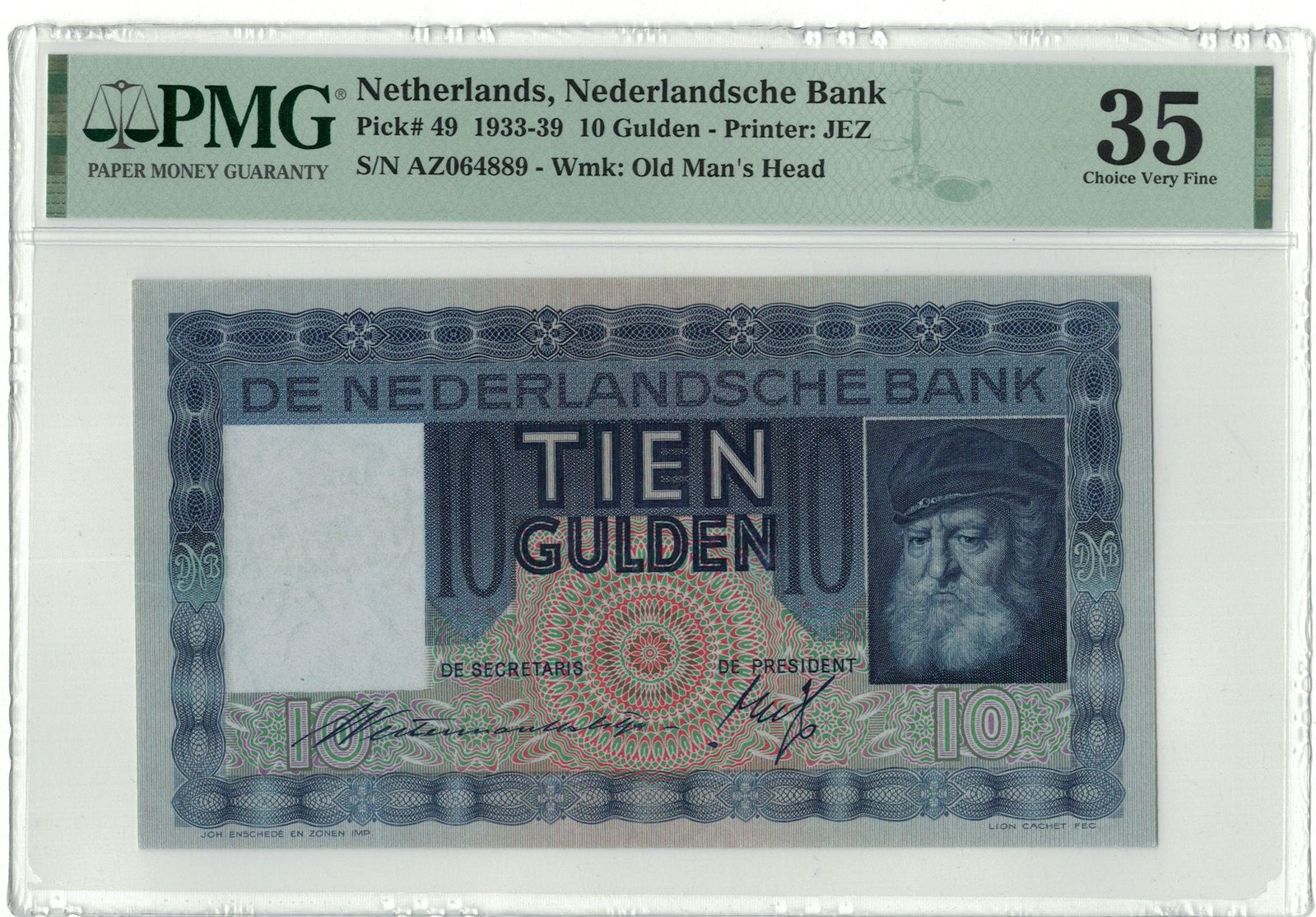 10 Gulden 1933, Verzenden, 10 gulden