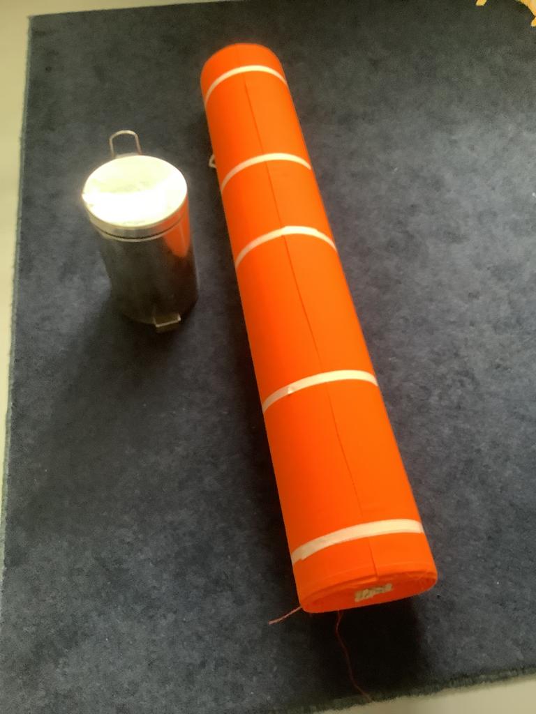 Oranje doek zonwering luifel rol 50 mtr., Tuin en Terras, Zonneschermen, Ophalen, Zo goed als nieuw, Knikarmscherm