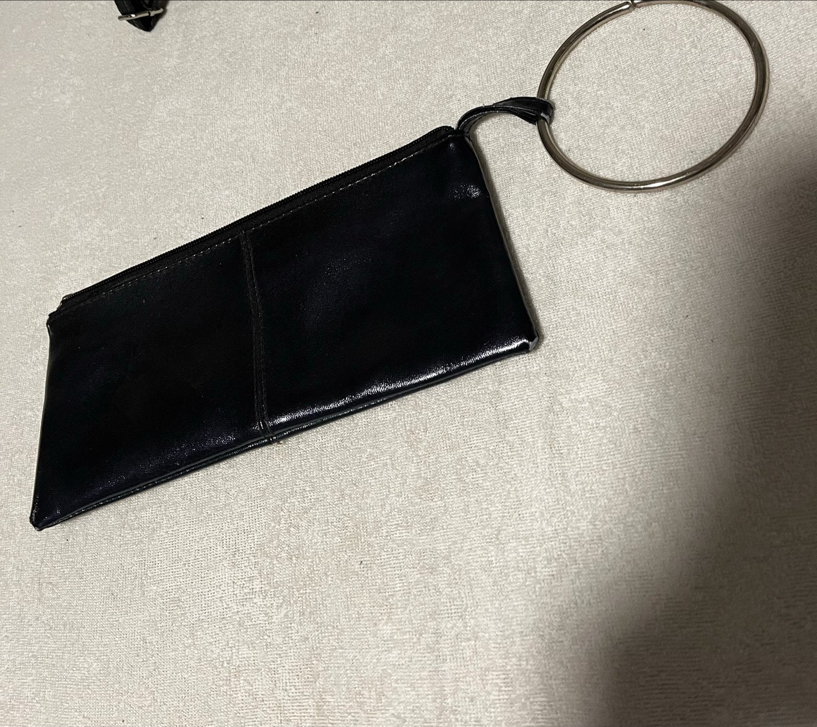 Zwart tasje met ringhandvat, Ophalen of Verzenden, Gebruikt, Zwart, Avondtasje