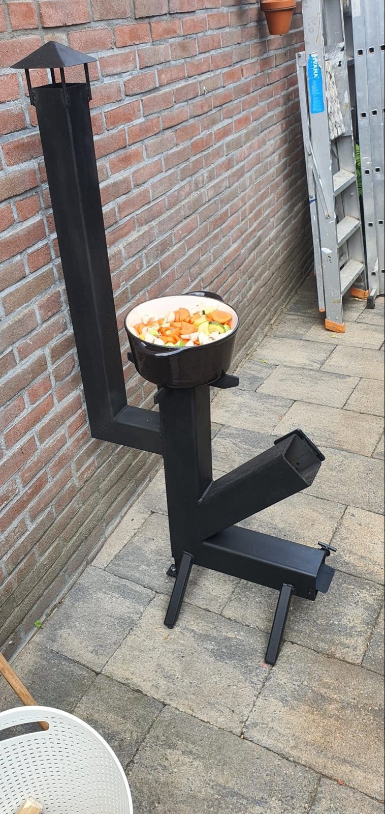 Rocket Stove - Efficiënte buitenkoken en verwarming, Tuin en Terras, Vuurkorven, Ophalen, Gebruikt, Vuurkorf