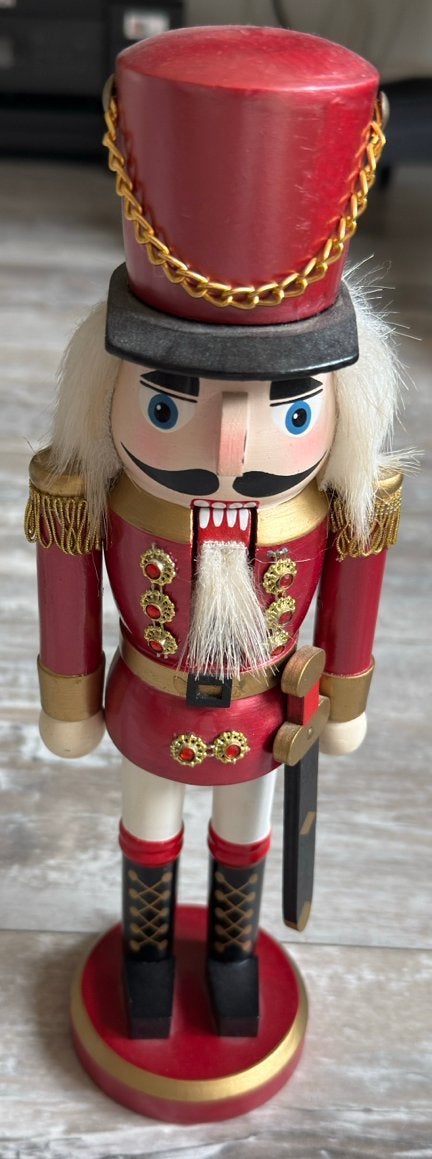 Decoratieve Notenkraker Soldaat Rood Hout, Ophalen of Verzenden, Zo goed als nieuw