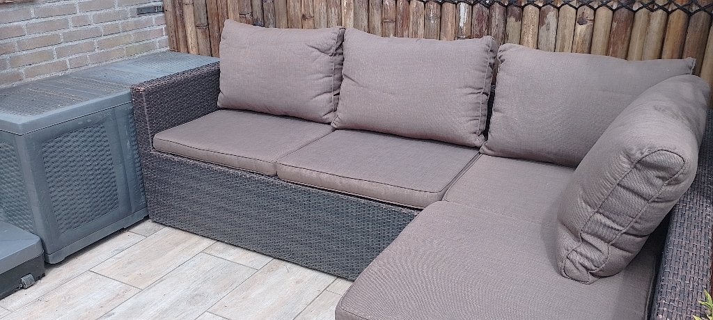 Loungebank, Tuin en Terras, Tuinsets en Loungesets, Gebruikt, Loungeset, Wicker, 6 zitplaatsen, Ophalen