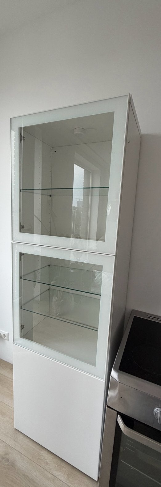 IKEA Besta Kast - 60x42x193 cm - Wit met glazen deuren, Ophalen, Gebruikt, 50 tot 100 cm, Glas